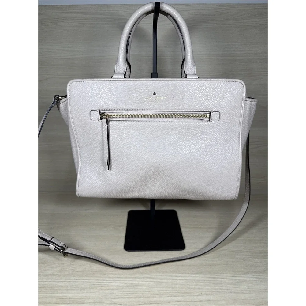 Kate Spade North Court Anton Satchel Cream Tote Purse Crossbody Strap Gold‎